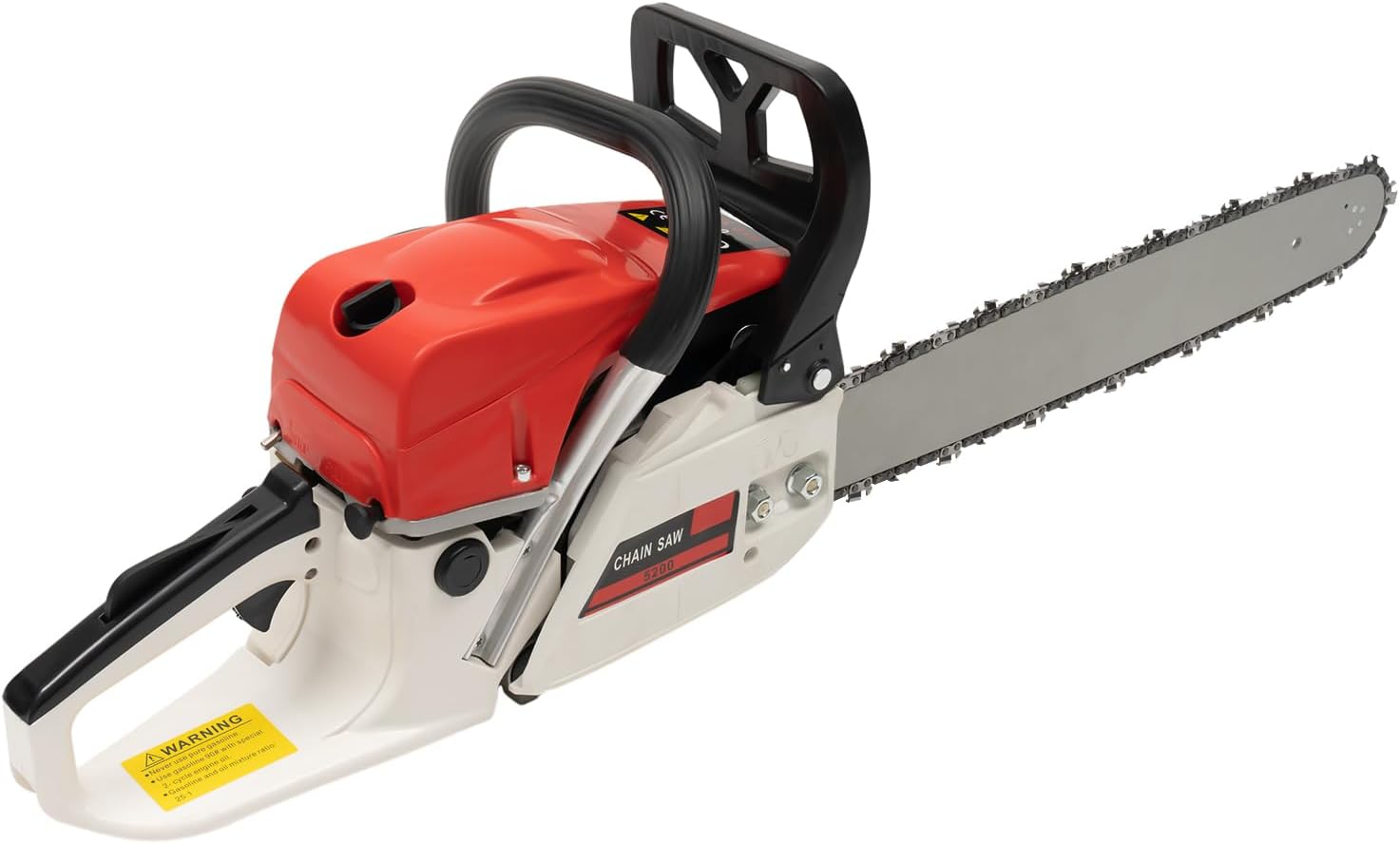 2 Stroke 20 inch Gas powered Chainsaw, 52CC Gasoline Chainsaw with 18.6Oz Fuel Bottle, Portable Handed Petrol Woodcutting Gas Chain Saw for Cutting Tree Wood, 7500rpm