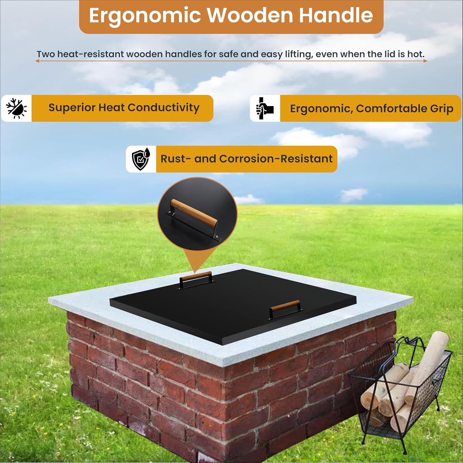 Febtech - 36 inch Square Fire Pit Lid Fit for 34