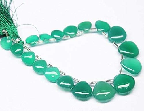 green onyx smooth polished heart gemstone loose craft beads strand 8