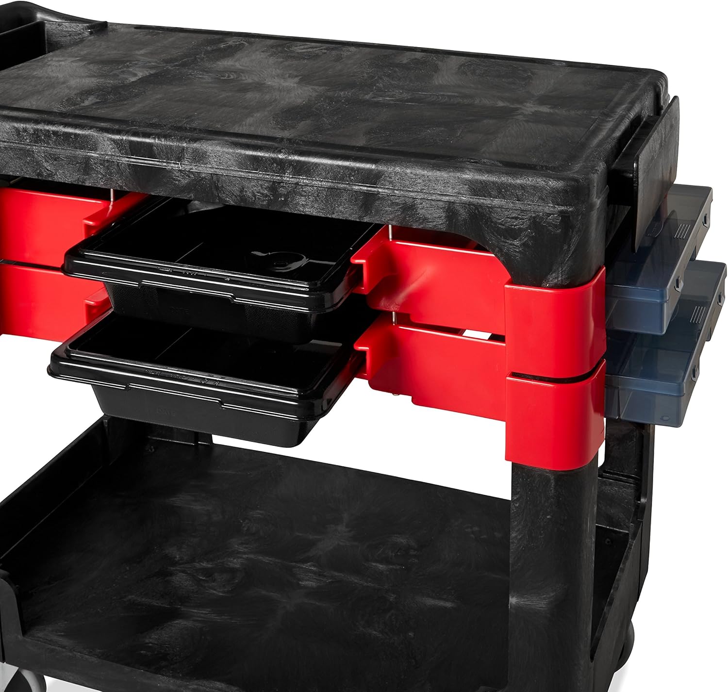 Rubbermaid Commercial Products Trades Tool Utility Cart Mobile Work Station With 2 Parts Boxes and 4 Parts Bins 330 lb. Capacity 5