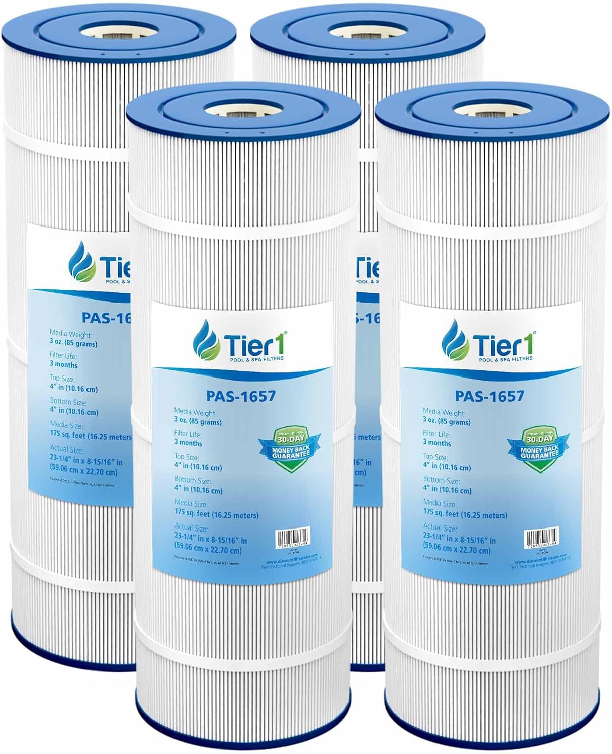 Tier1 Replacement for Hayward CC1750 Pool Filter Cartridge – 4 Pack | Compatible with Unicel C-8317, Pleatco PXST175, Filbur FC-1287 | 23-5/16
