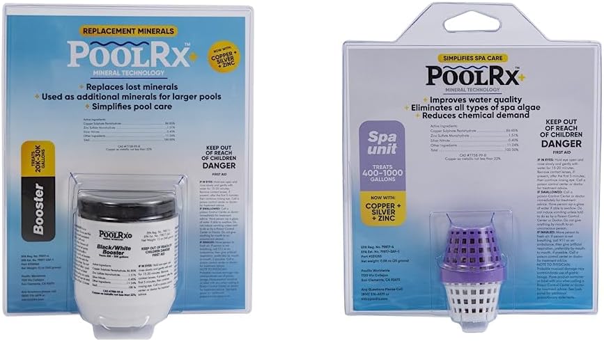 Pool RX 332066 PoolRX+ Booster Black Swimming Pool Algaecide, Single Unit & PoolRX+ spa Unit 400-1,000 gallons