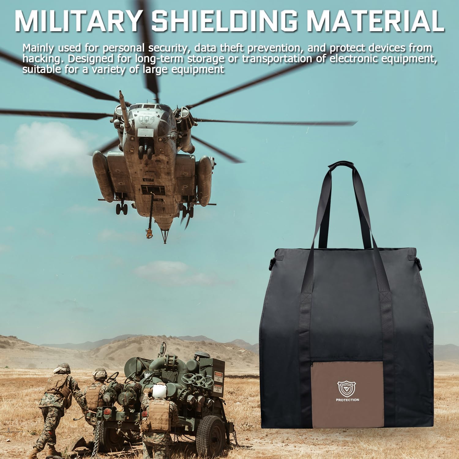 Faraday Bag for Large Generators and Electronics, Military-Grade RF Shielding For Computer Towers,Mobile Devices, EMP Protection Signal Isolation Anti-tracking Data Privacy