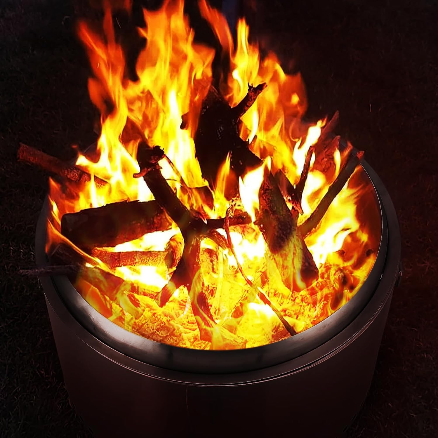 Smokeless Fire Pits for Outside, 27 Inch Smokeless Fire Pit, Stainless Steel Outdoor Firepit with Removable Stand and Ash Pan, Wood Burning for Outdoor Camping Backyard Bonfire Picnic Cooking