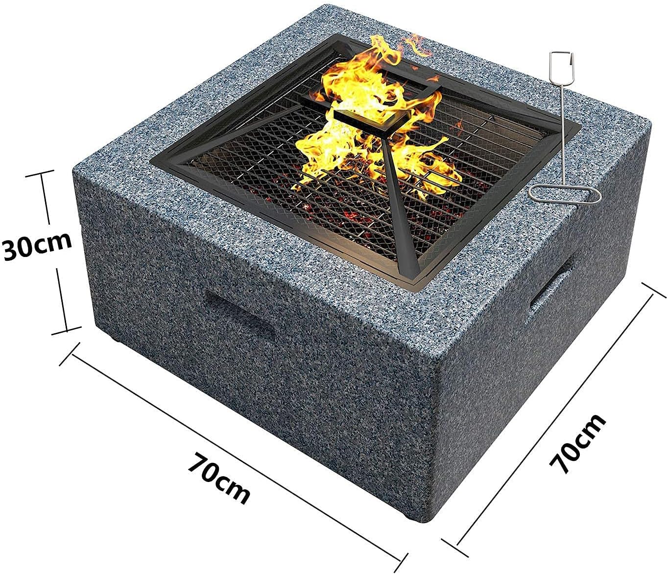 Small Firepit, Fire Pit with BBQ Grill Shelf, for Garden Patio Outdoor, Fire Bowl Out of Steel with an Edging of Artificial Stone with Waterproof Cover