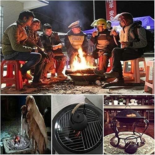 Garden Fire Pit Portable Large Grill Barbecue Rack Bonfire Wood Burning Patio Coal Grill Firepit for Grill Charcoal Grill with Spark Screen Poker for Camping Backyard