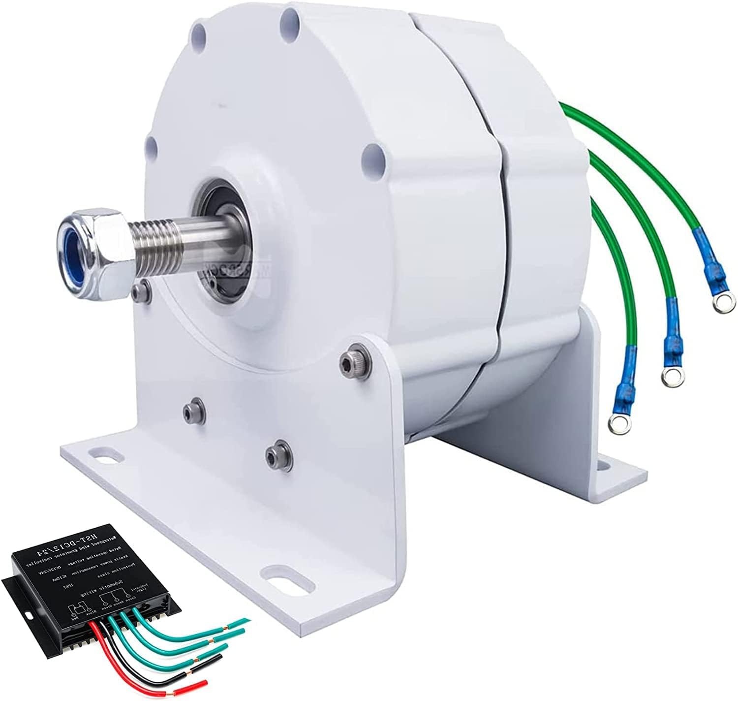 5000W Low RPM with Controller Permanent Magnet Alternator 3 Phase Generator for Wind Turbine Water Turbine(White,with Base)