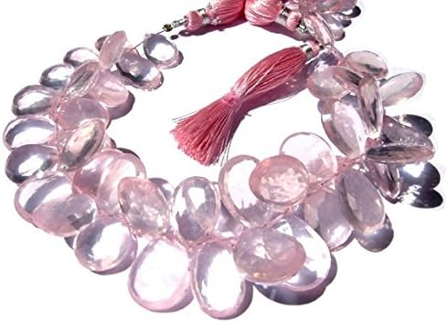 full 7.5 inches strand. finest untreated natural rose quartz faceted pear briolette large size 11x8-18x13mm
