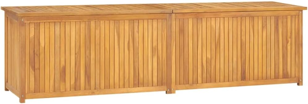 Garden Storage Box, Natural Solid Teak Wood, Large Outdoor Deck Container for Patio, Pool & Yard, Weather-Resistant Furniture