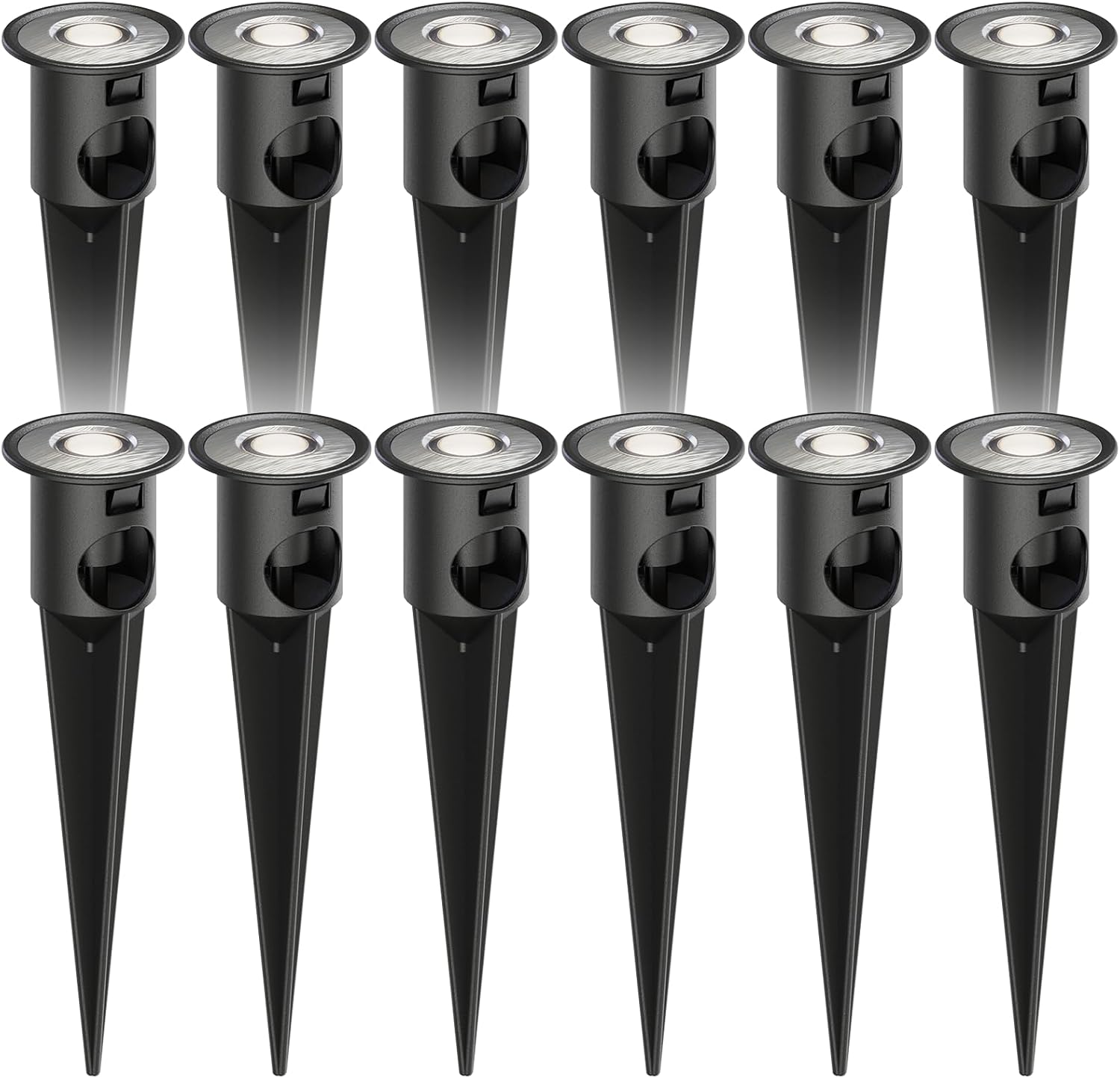 GOLDEN STAR Outdoor Low Voltage Deck Lights LED Landscape Lighting 12Pack 0.6W 7 Lumen 3200K Warm White 12V In Ground Light Wired for Steps Stair Patio Floor Garden 8401-2430-G12