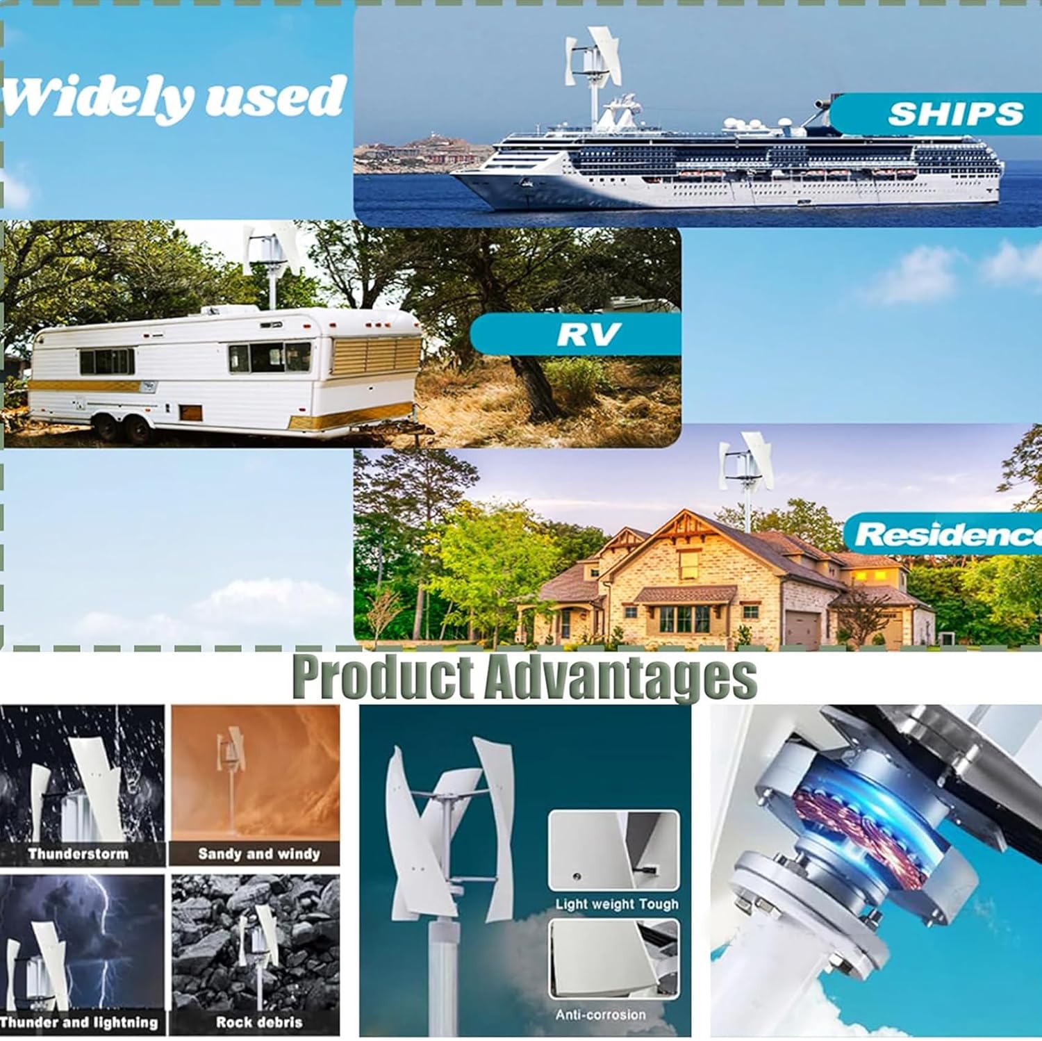 10000W Vertical Axis Wind Turbine Generator Low Noise Low Start Wind Speed 12V 24V 48V Windmill Off Grid System with Controller