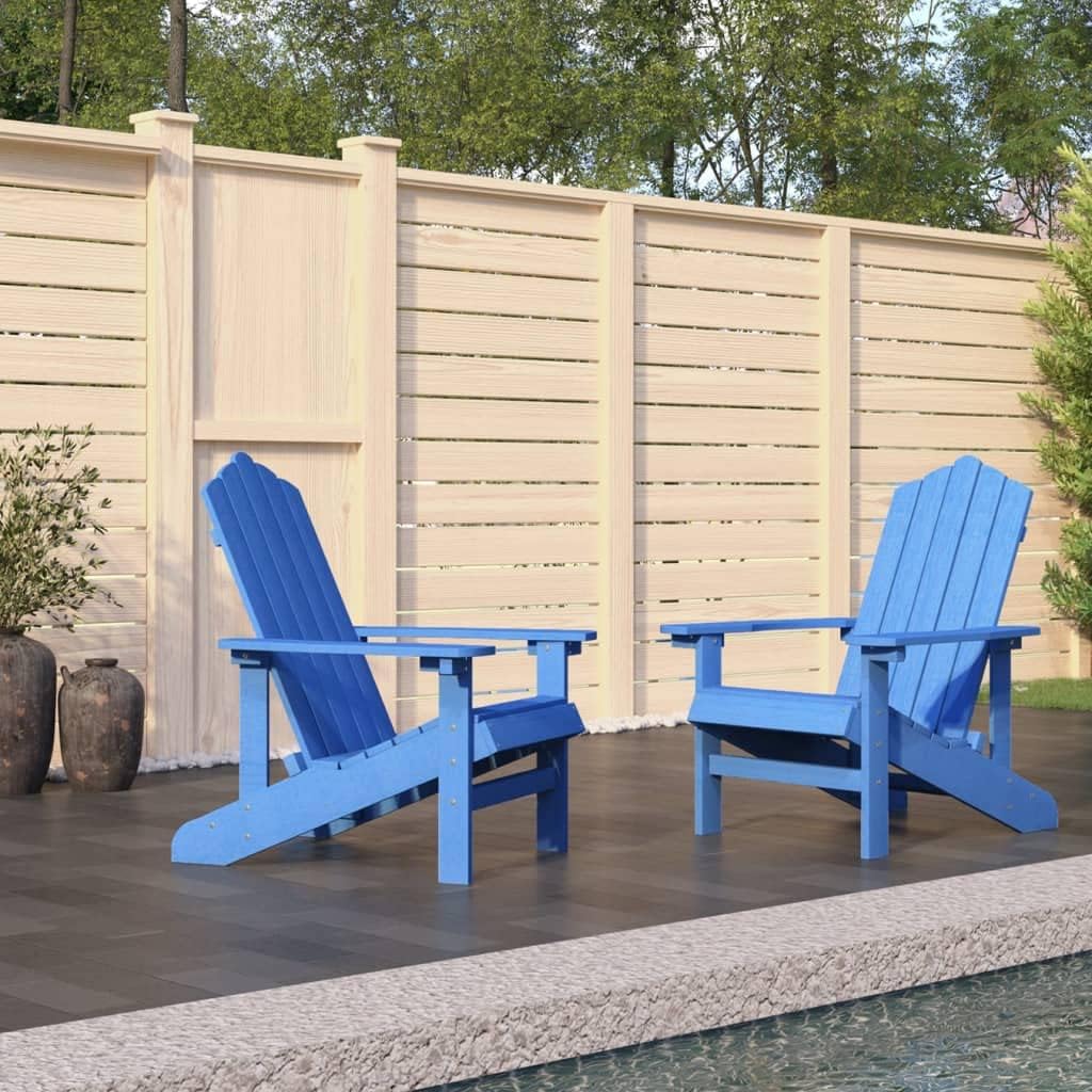 Patio Adirondack Chairs 2 pcs HDPE Aqua Blue,HighDensity Polyethylene Patio Adirondack Chairs for Enhanced Outdoor Comfort and Durability Patio Furniture & Accessories