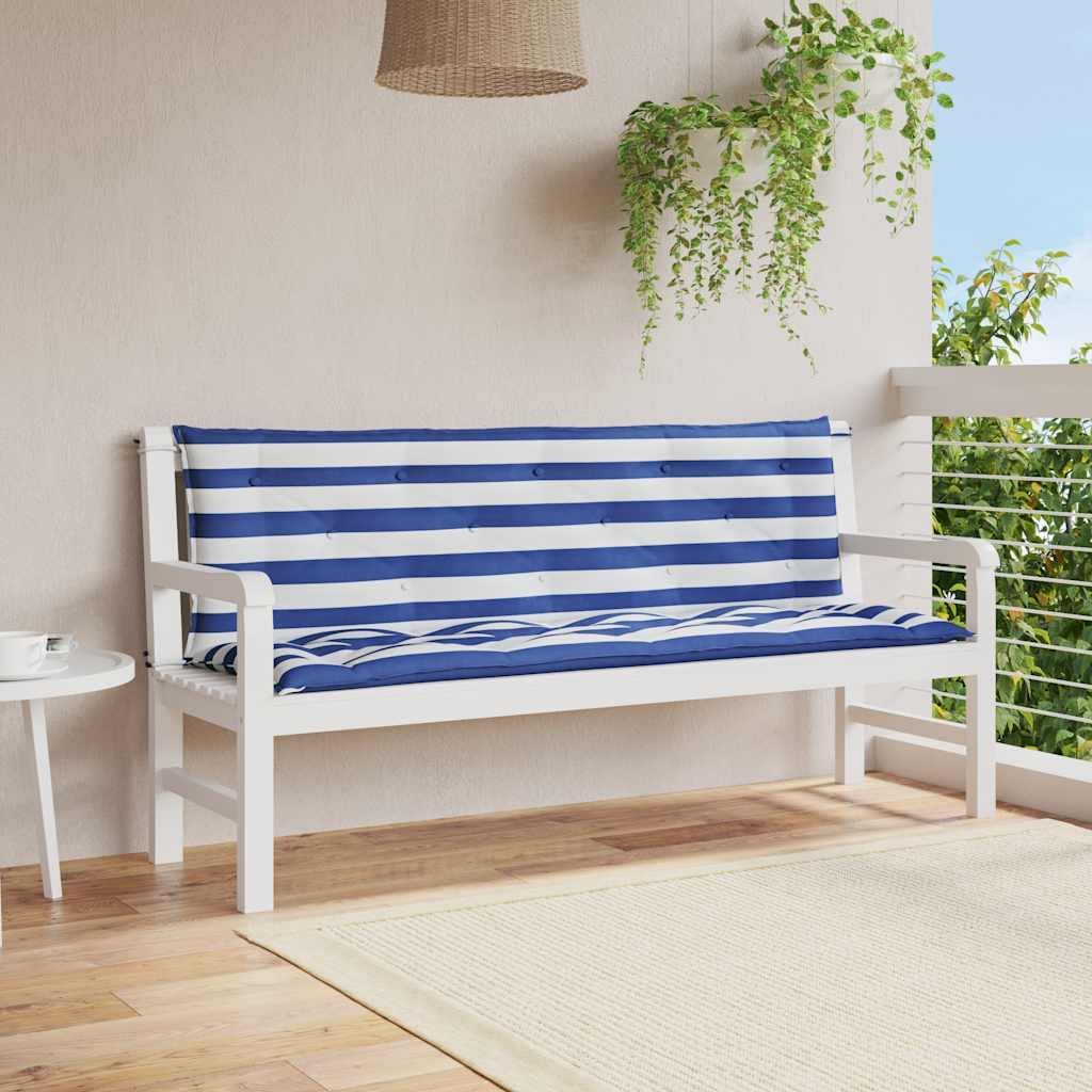 Garden Bench Cushions 2pcs Blue&White Stripe 59.1