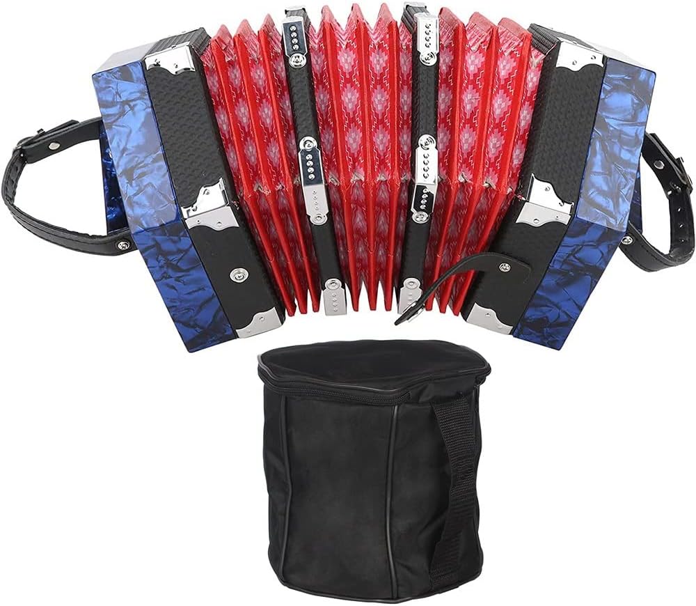 20 Buttons Concertina Accordion, With Carrying Bag, Adjustable Hand Strap, For Kids Adults Beginner Daily Practice Stage