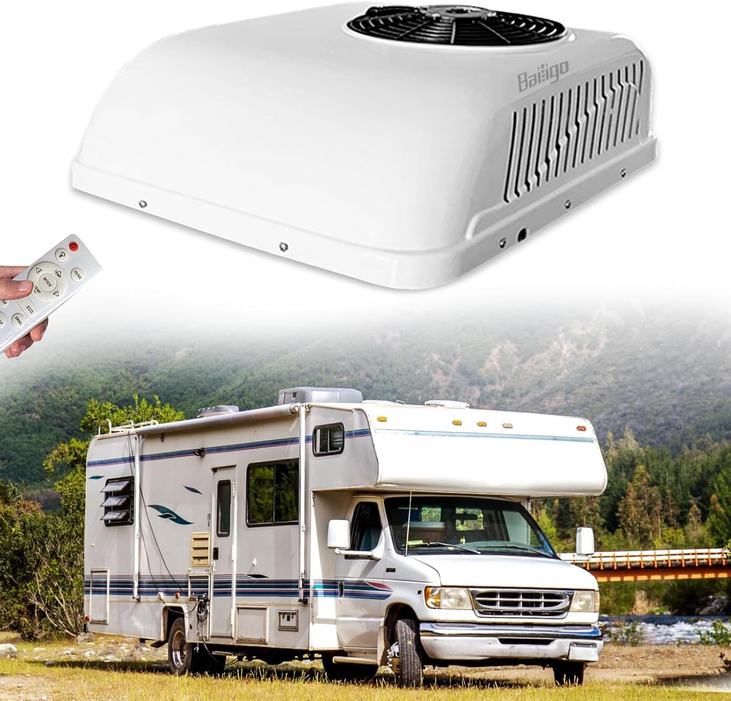 9200 BTU Camper AC Unit with Heat 12V AC/Heater Unit, 12 Volt Roof Air Conditioner, RV Air Conditioner Heater Combo, Quiet A/C Unit, Heating & Cooling for Motorhome, Truck, Enclosed Trailer, Van