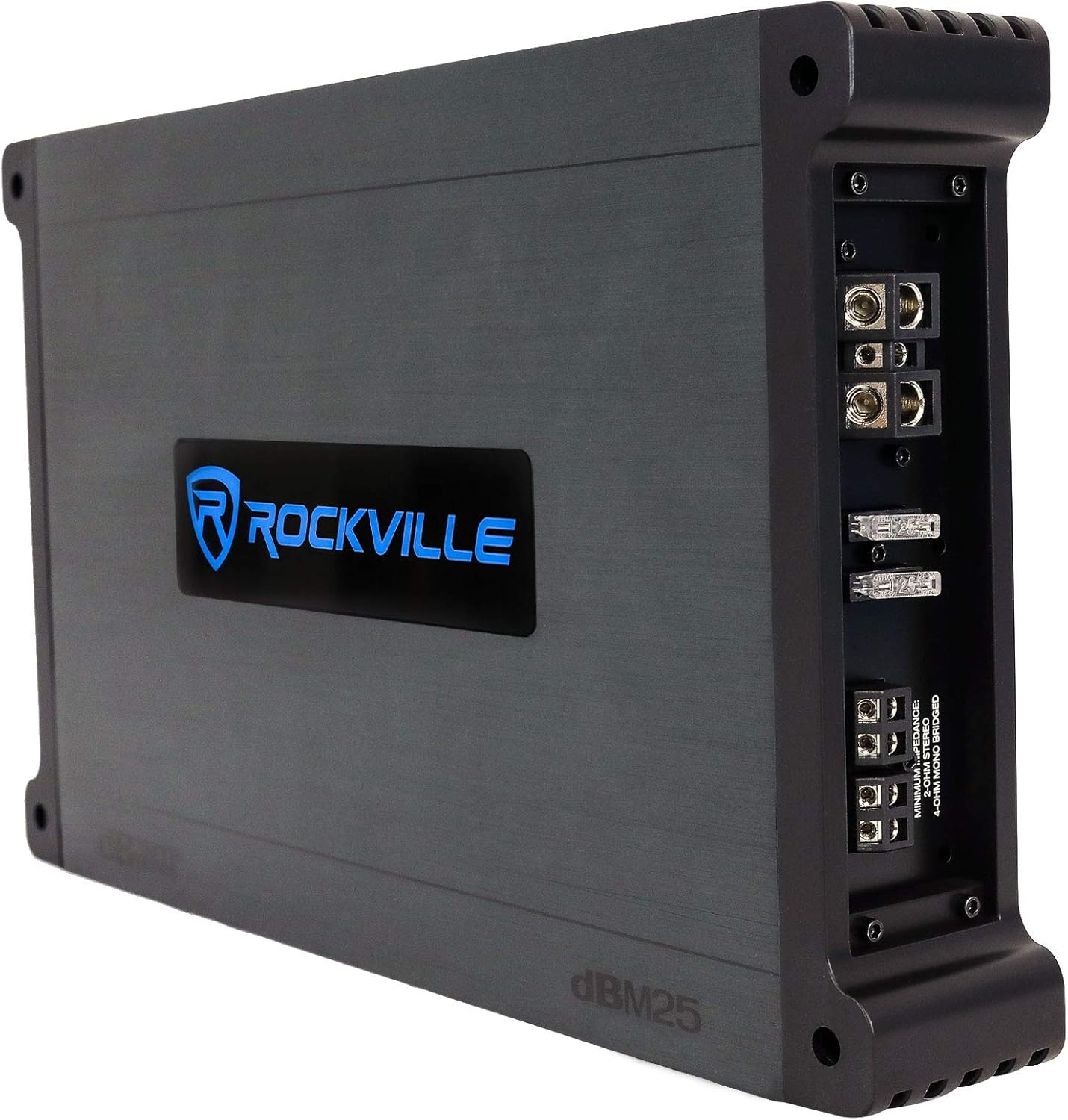 Rockville DBM25 Marine Amplifier, 1500W Peak/375W Dyno RMS, 2 Channel, 2 or 4 Ohm, Waterproof Design, Adjustable Crossover, Remote Bass Control for Boats and Marine Audio
