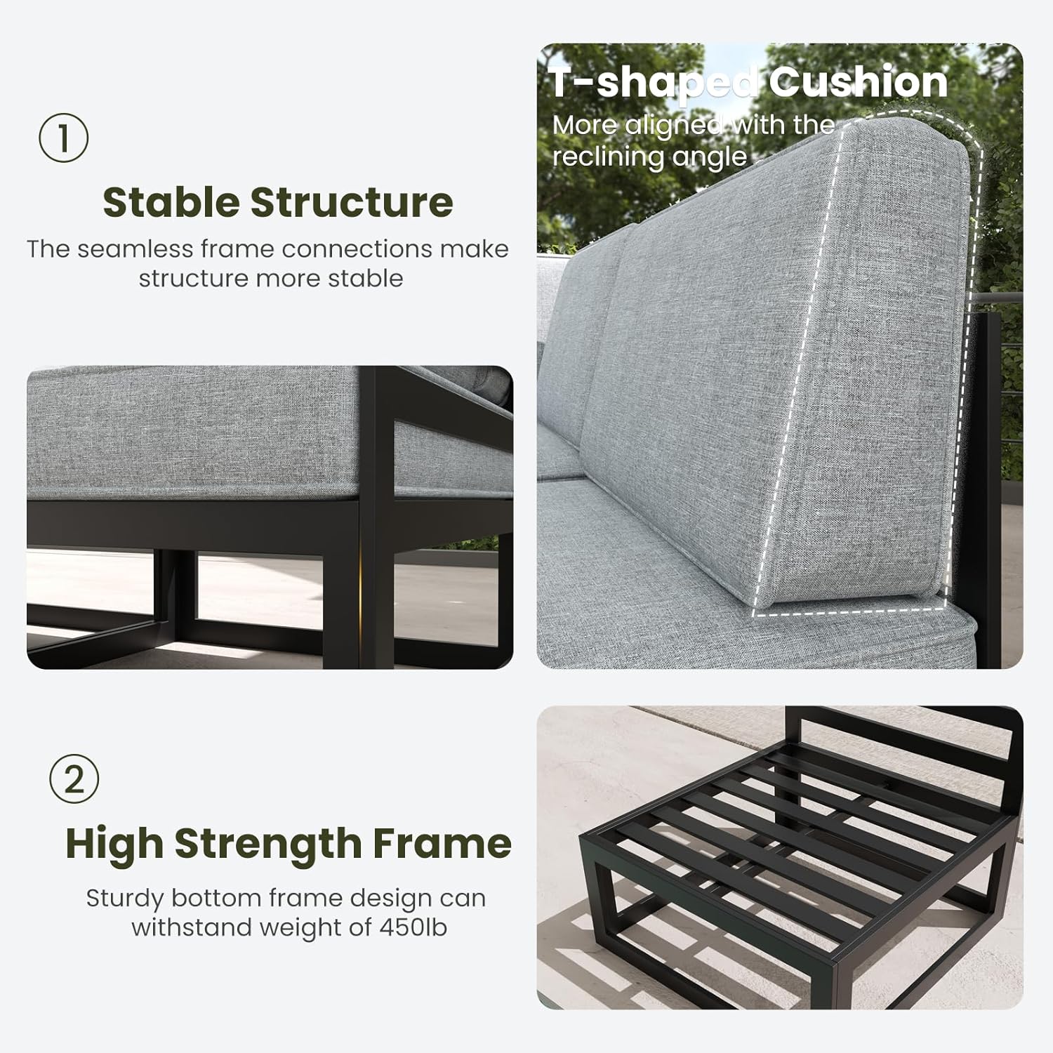 LayinSun Large Aluminum Patio Furniture Set with Fire Pit Table, 11 Pieces Modern Outdoor Conversation Set Sectional Metal Sofa Set with Olefin Cushion