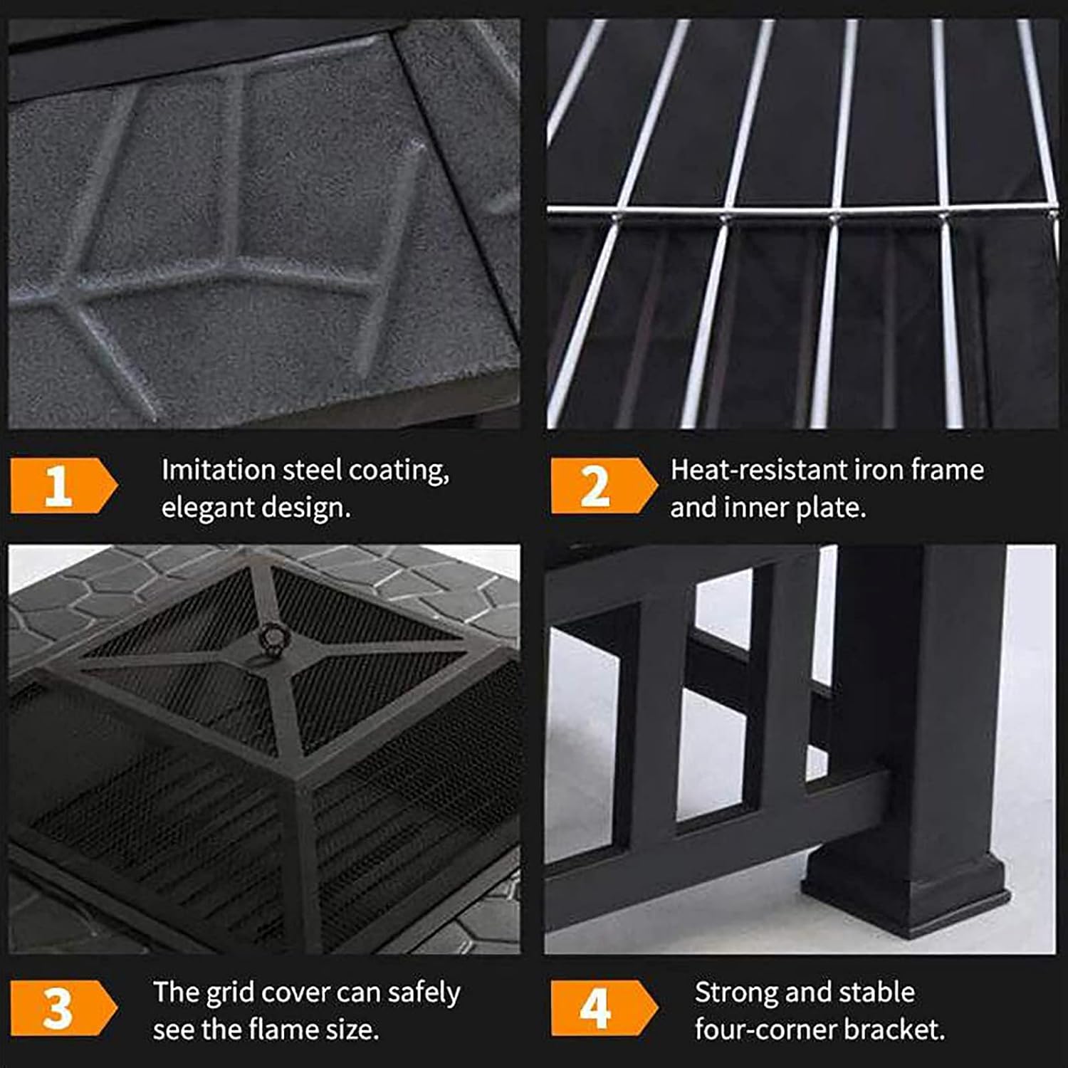 Square Metal Fire Pit Stove 31.89In Outdoor Fire Pit Table with Grill,Your Garden Warm Companion.