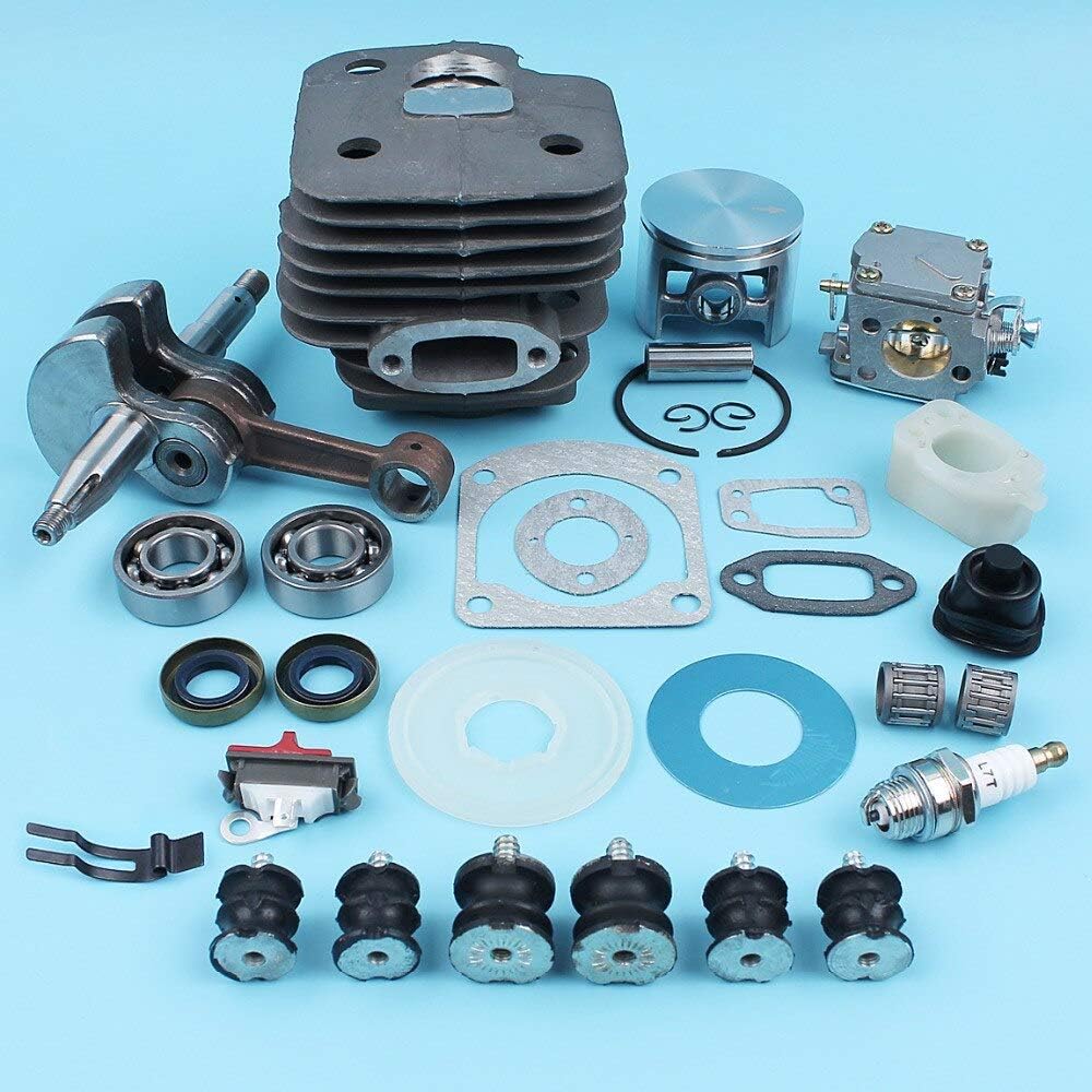 Fricgore Spare Parts for 52mm Cylinder Piston Crankshaft Carburetor Kit for Husquarna 268 272 272K 272XP Chainsaw AV Buffer Bearing Washer Gasket
