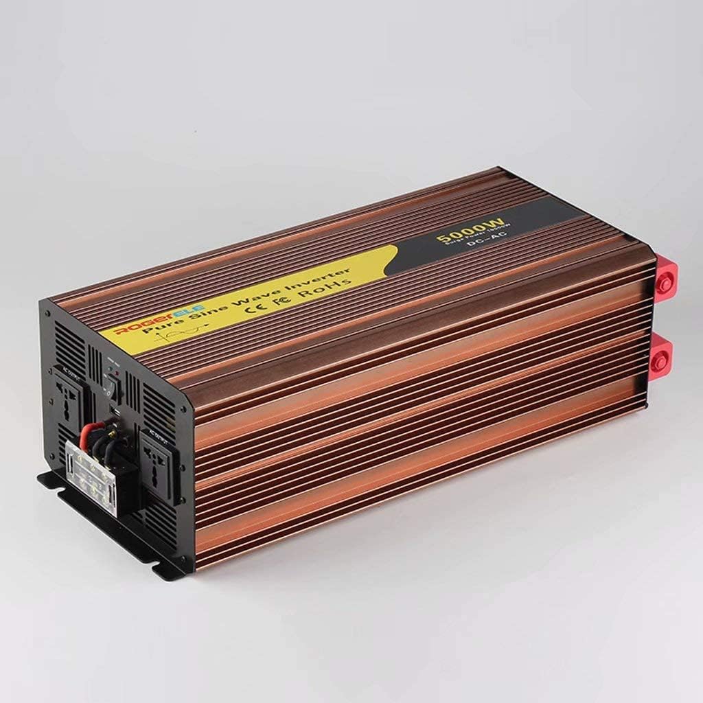Car Inverter 5000w Pure sine Wave DC 12v to AC 220v Power Converter 10000W Peak Power Solar Inverter with USB Charging Ports and 2 AC Outlet (48vto220v)