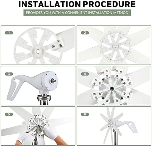 12000W Wind Turbine Generator Kit with 8 Blades, MPPT Controller, Adjustable Wind Direction, Low Start Speed 2.5m/s - Perfect for Home & Farm Renewable Energy Solutions