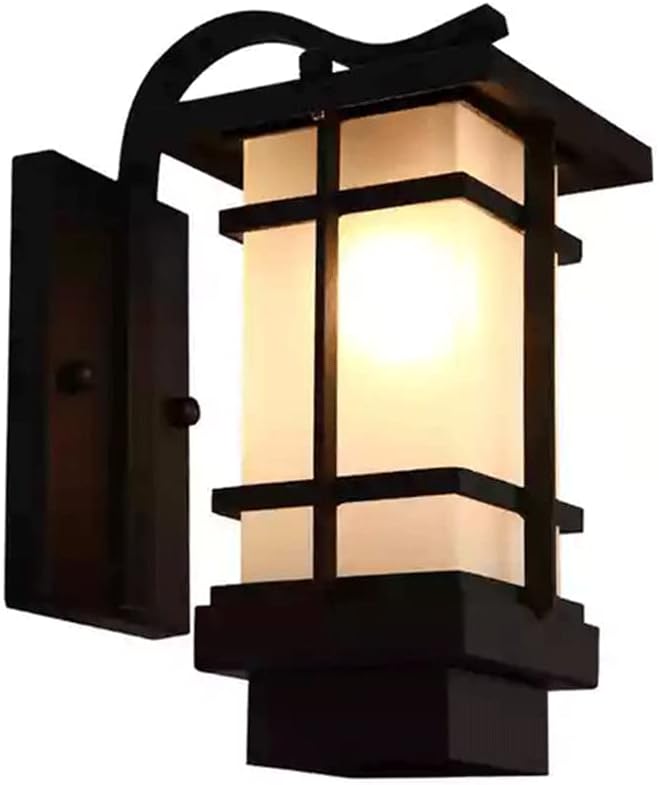 Outdoor Retro Decorative Wall Light, Aluminum Lantern Wall Sconce with White Frosted Glass Shade Wall Lamp, Exterior Wall Lighting Wall Lights, E27 Oriental Traditional Wall Lamps