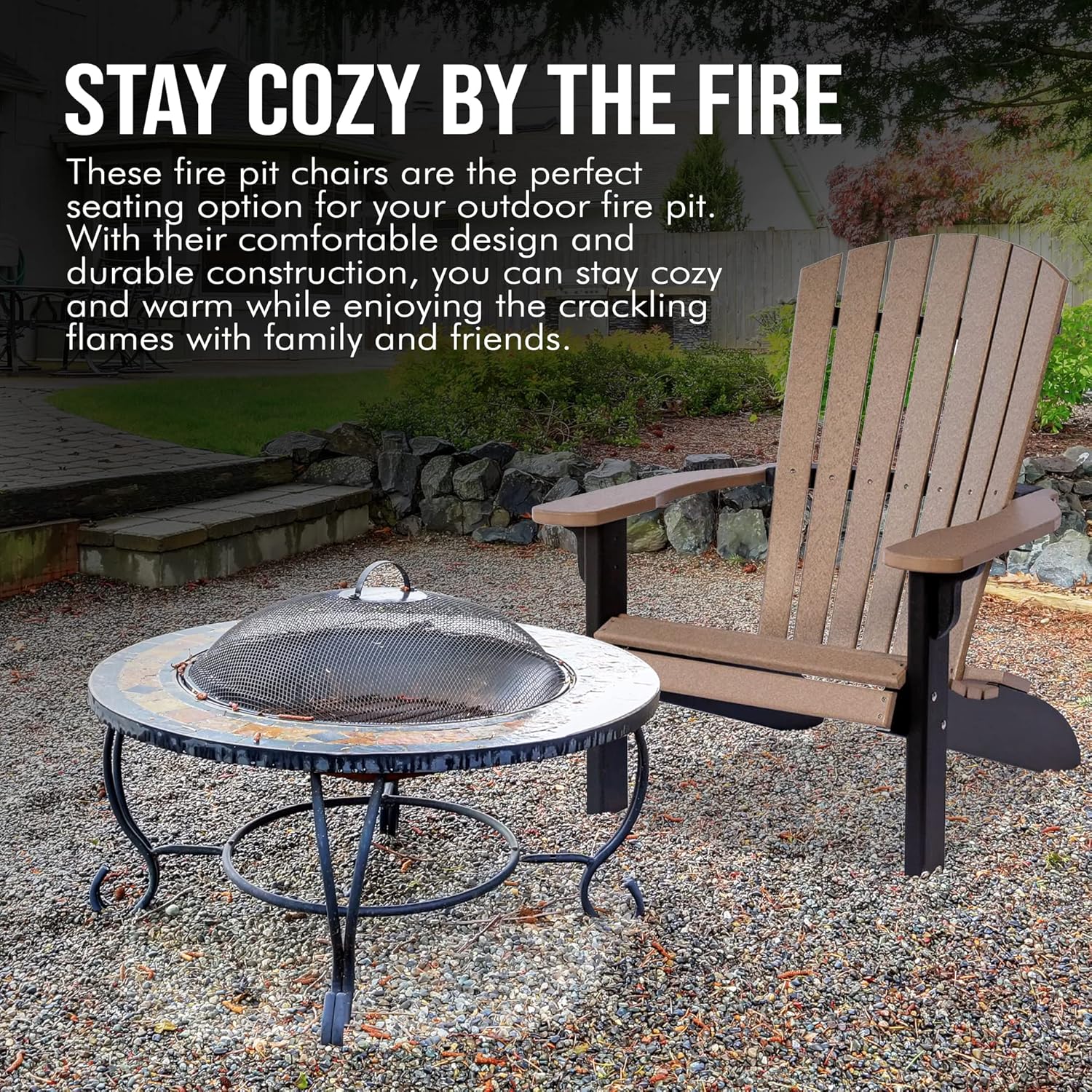 Peaceful Classics Deluxe Poly Adirondack Chair - Durable and Weather-Resistant Outdoor Furniture for Patio, Deck and Garden - Fire Pit Chair - Comfortable, Stylish, and Sustainable - Pink