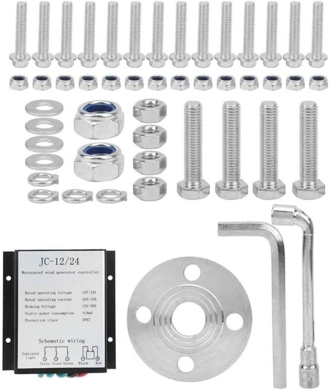 2000W 12V/24V Wind Turbine Generator Kit, with MPPT Controller Windmill 5 Blades Wind Generator Three-Phase AC Permanent Magnet Wind Turbine Generator (24, Volts)