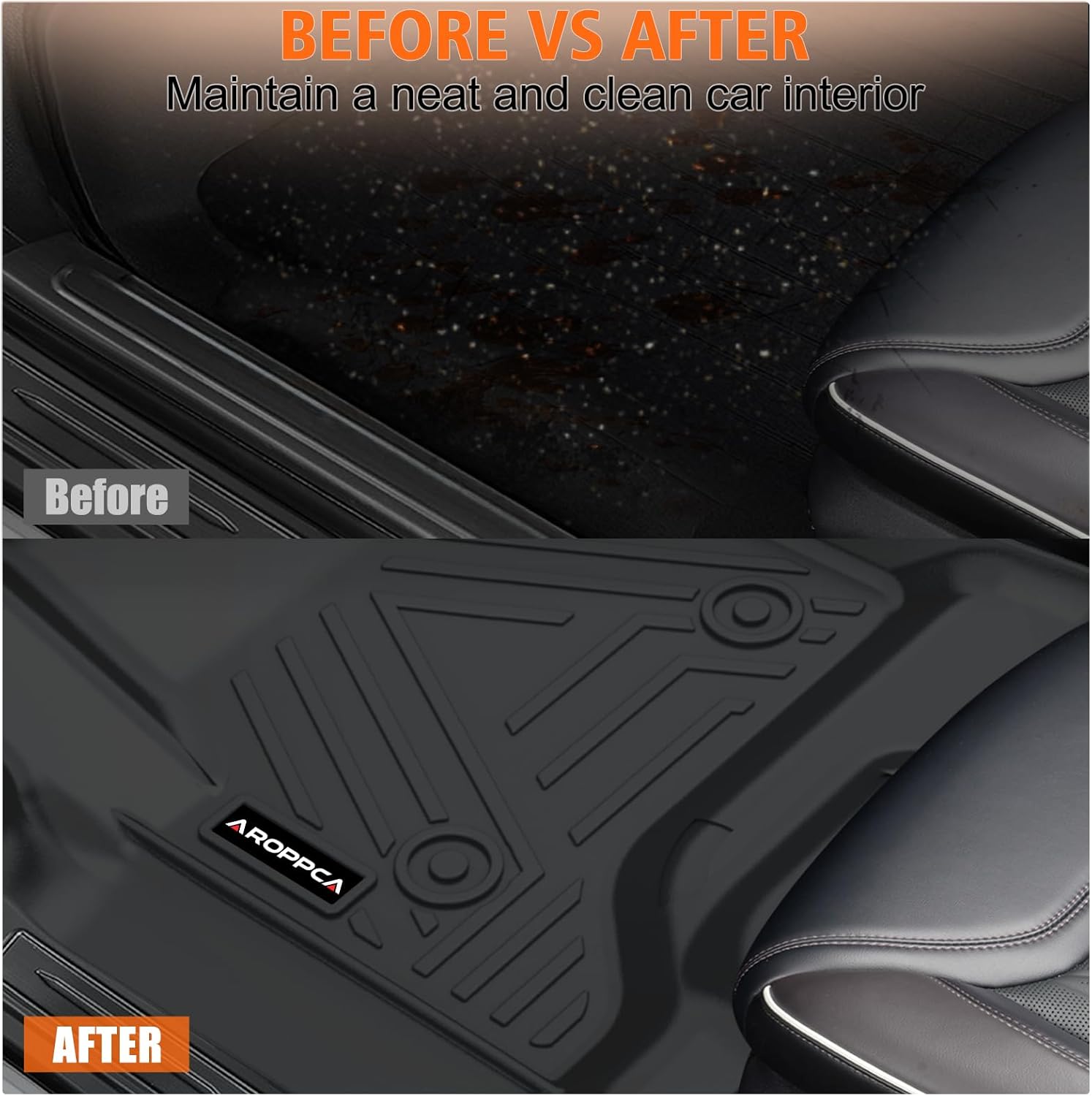 All Weather Car Floor Mats for 2014-2018 Chevy Silverado/GMC Sierra 1500 Crew Cab, 2015-2019 Silverado/Sierra 2500 HD/3500 HD Crew Cab, TPE Rubber Floor Liners Full Set for Chevy Silverado Accessories