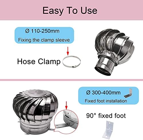 ntilator Turbines, Stainless Steel Pipefit Roof ntilating Fan Wind Turbines for All Weather, Rotating Chimney Cowl Cap Air nt Attic ntilator for Houses Factory Attic Farm