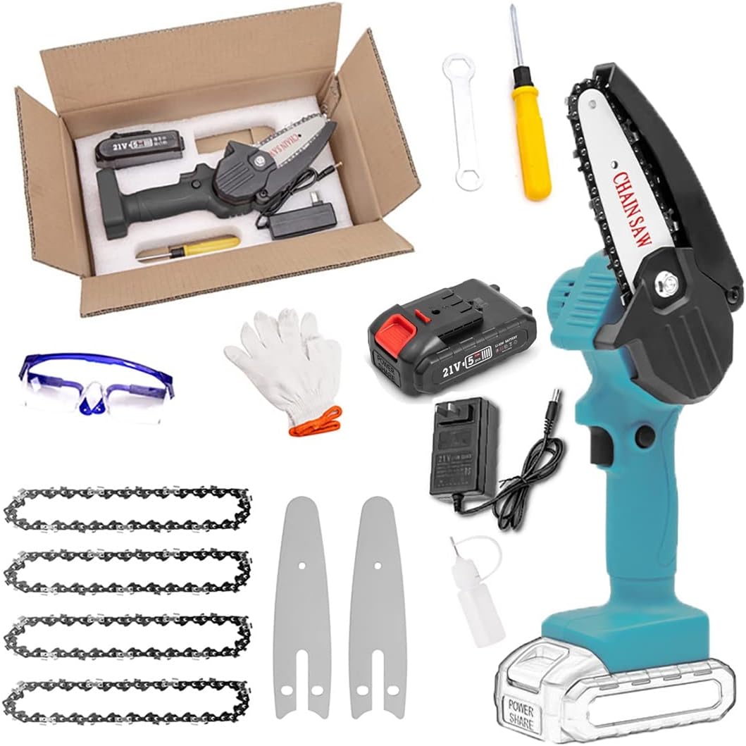 Mini Chain Saw,Handheld Chainsaw, Cordless Battery Power,Mini Chainsaw with Battery and led Lights,4 Inch Cordless Chainsaw with Charger, Suitable for Gardening, Wood, Outdoor Camping