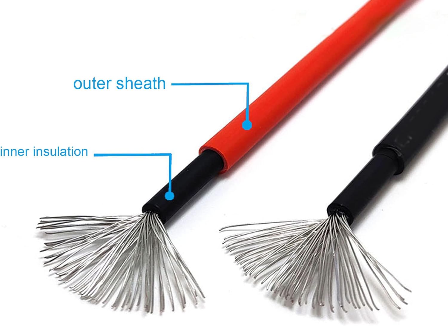 Solar PV Wire, 6 Photovoltaic Cable Solar Photovoltaic Cable Double Layer Insulation Tinned Copper, Solar and Wind Power Parts and Accessories (Black 50m/164ft)