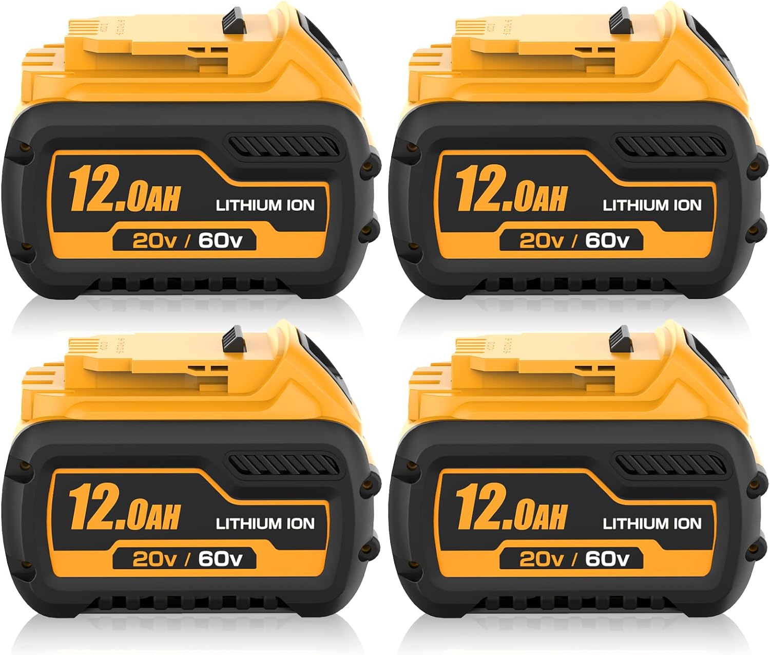 4-Pack 12000mAh DCB609 Replacement for Dewalt 20V/60V Max Lithium Ion Battery Compatible with DCB609-2 DCB612 DCB612-2 DCB606 DCB606 DCB208 DCB207 DCB206 DCB204 DCB203 DCB200 DCB201 Cordless Tools