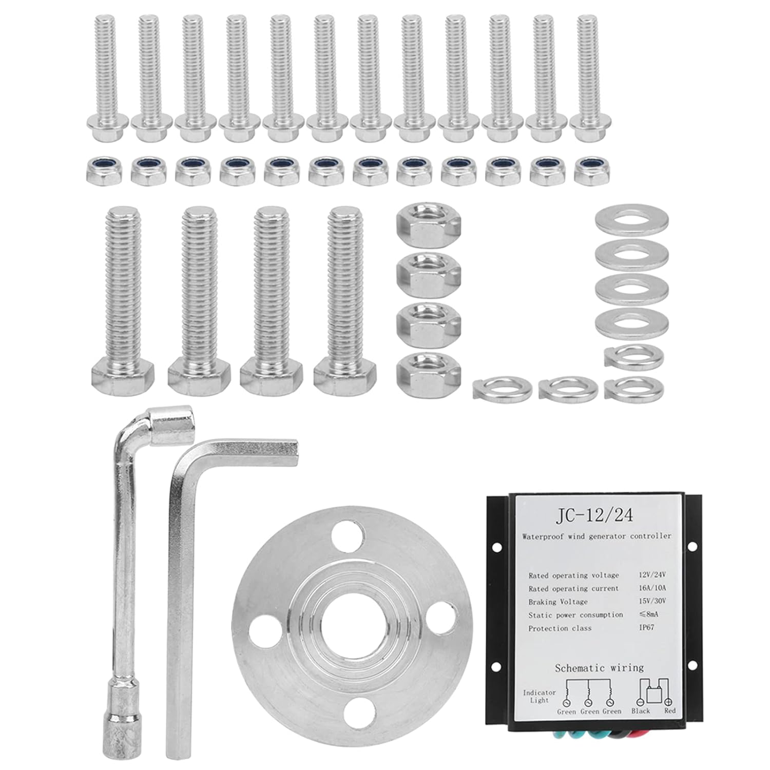 Wind Turbine Generator, Windmill Generator 300W Wind Turbine Businesses 6 Blade Wind Controller, Renewable Energy Power Inverters (48V)