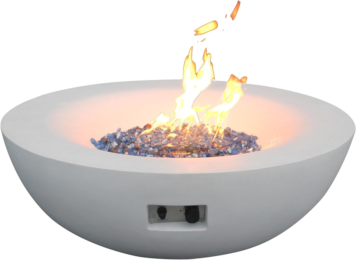 42 Inch Outdoor Concrete Propane Gas Fire Pit Bowl in Antique White Color (White, 42 Inch)