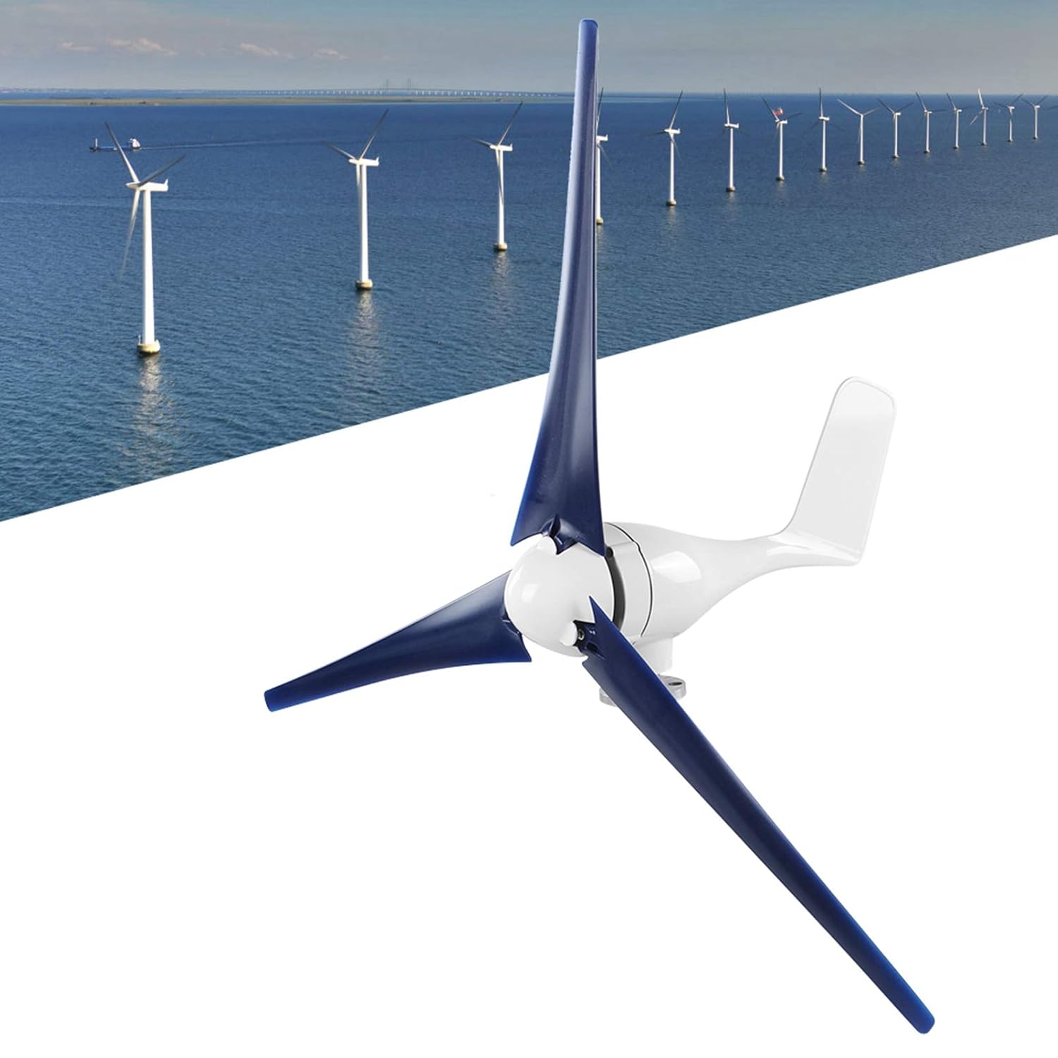 800W Wind Generator Kit with 3-Blade for Home Marine Off-Grid Use, 48V Wind Turbine Generator with Controller, Nylon Fiber Blades, Automatic Wind Direction Adjustment