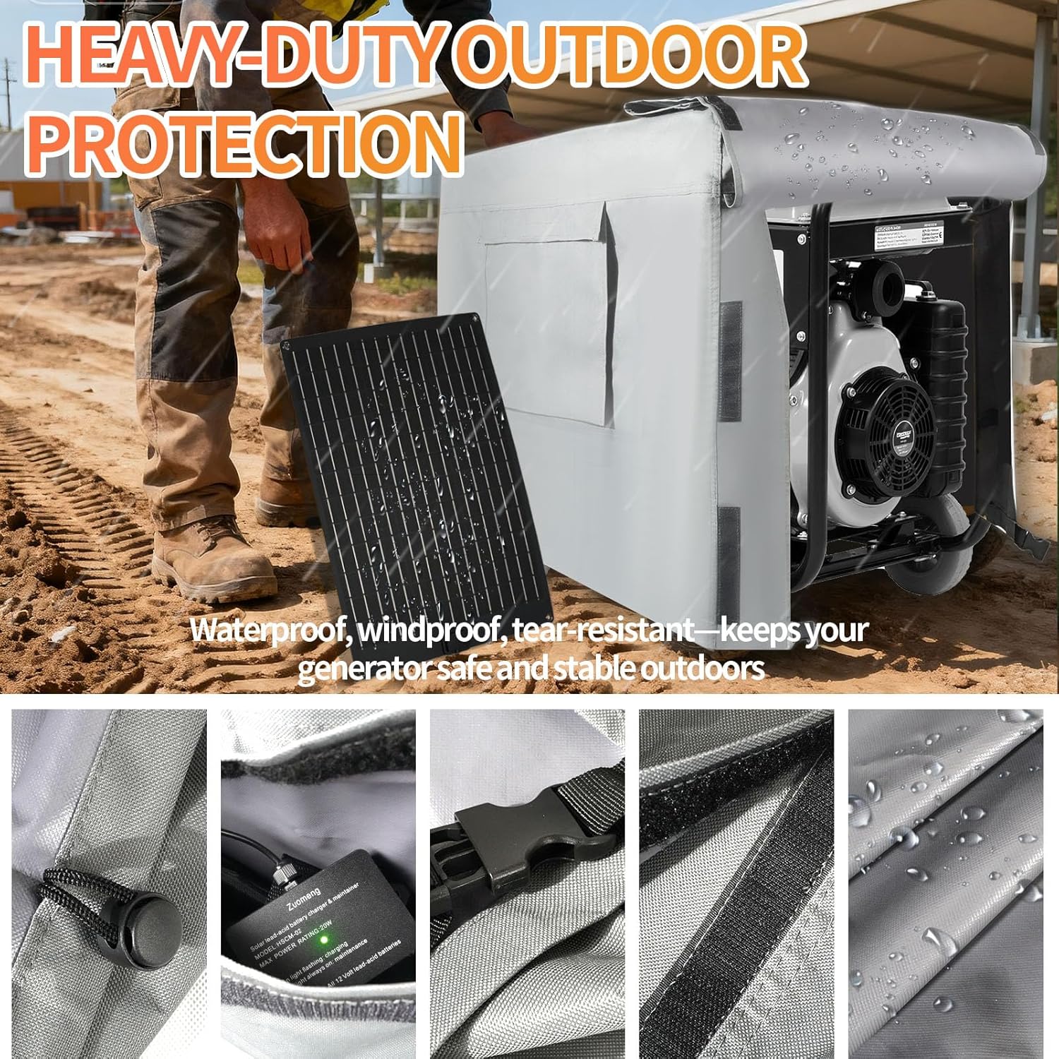 20W Solar Battery Charger & Trickle Charger Maintainer with Generator Cover, MPPT Pulse Tech Solar Panel Kit, Weatherproof 32