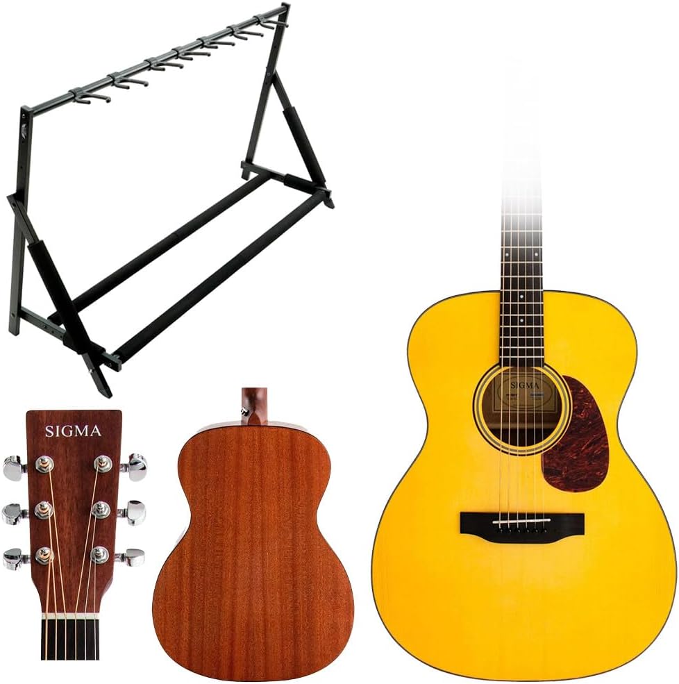 SIGMA 40” OOO Acoustic Guitar + Stage Rocker Multi Guitar Stand