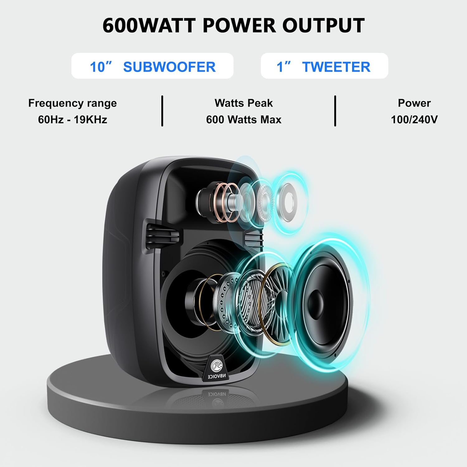 8-Channel Portable PA System with Bluetooth, Microphone, 2 Speaker Stands, USB, Reverb/Delay Effects - Perfect for Outdoor Events, Parties, Weddings, Church Services (2 x 10 Woofers)