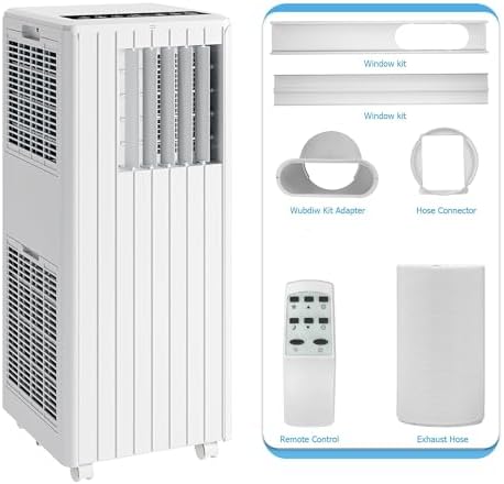 8,000 BTU Portable Air Conditioner, 3-in-1 AC Unit with Built-in Cool, Dehumidifier & Fan Modes for Room up to 350 sq.ft, 2 Fan Speeds, 24H Timer,Remote Control
