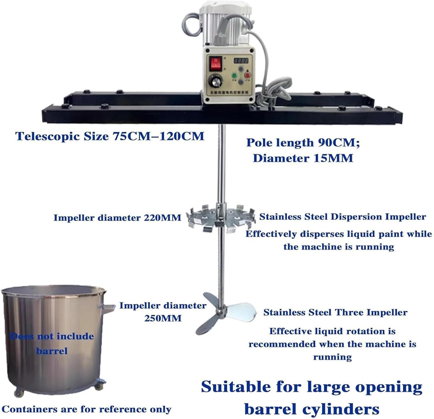IBC Air Agitator, 2100W Electric Tank Mixer Machine, Commercial 1 Ton Paint Stirring Machine with Support Hanger, Paint Mixing Equipment, for Ink Dissolver Agitator, (Color : B)