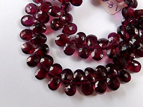 rhodalite garnet gemstone bead. faceted raspberry red pear briolette, semi precious gemstone. 6mm 15pcs