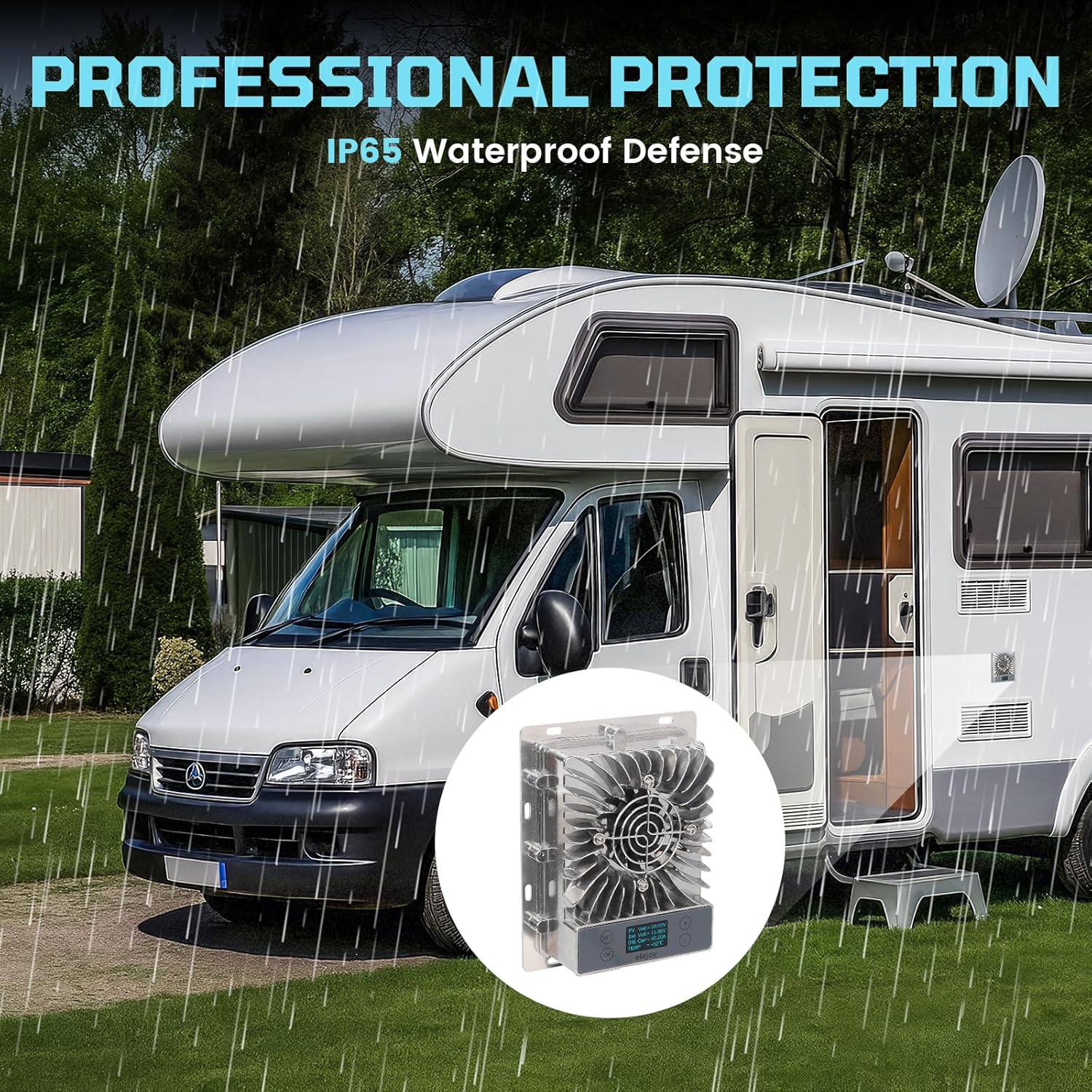 40A MPPT Solar Charge Controller 600W,12V/24V Auto, LCD Display, 99.5% Efficient, IP65 Waterproof, for Lead Acid/Lithium/LiFePO4 Battery, RV, Boat, Off-Grid Solar Panel Regulator