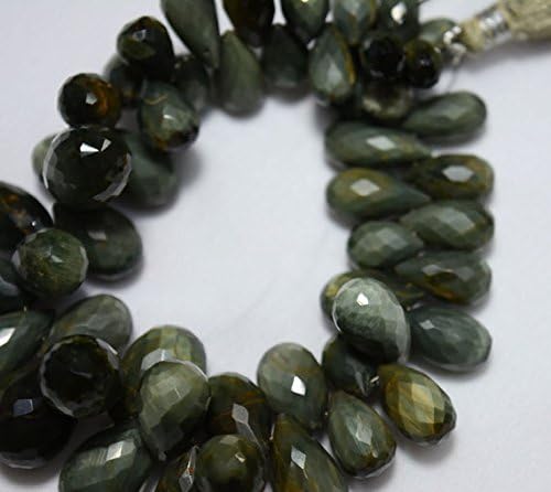 13 inch natural beads strand of 6x10-13x16mm faceted drop cats eye gemstone beads for DIY jewelry - necklace, bracelet, earring, ring.