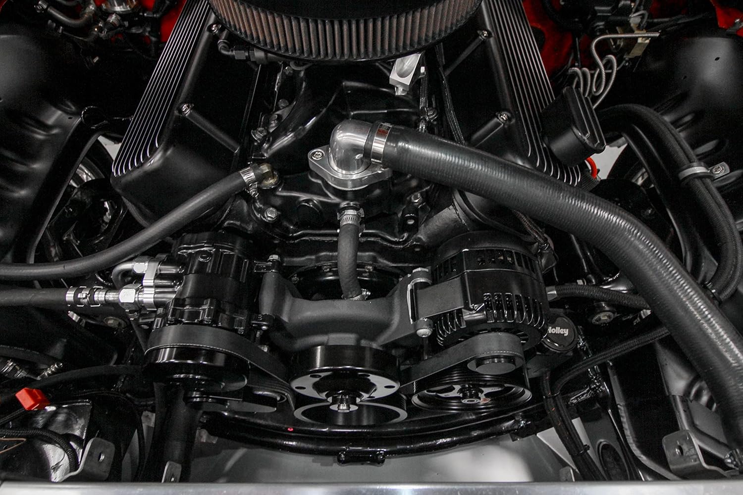 Holley 20-242BK Big Block Chevy Mid-Mount Complete Accessory System - Black Finish