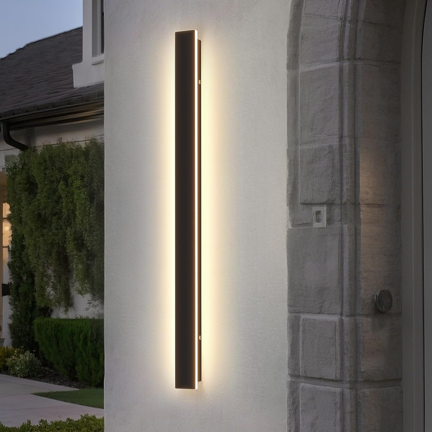 Modern Outdoor Wall Lights, 39.4Inch Black LED 3000K IP65 Waterproof Outdoor Linear Wall Sconces Exterior Lighting Fixture Porch Wall Light for House, Front Door, Garage