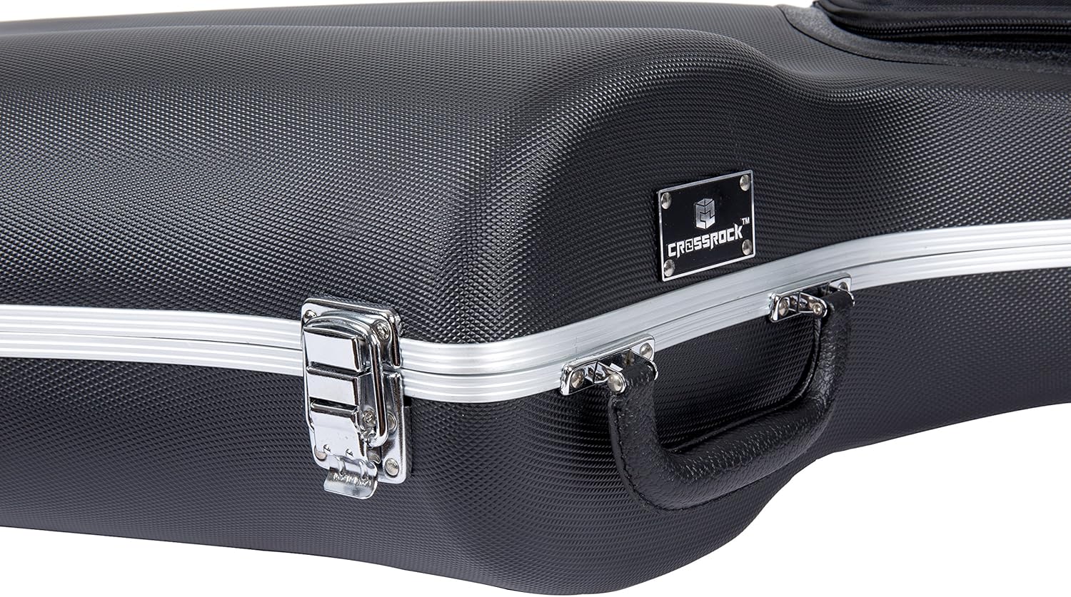 Crossrock ABS Tenor Saxophone Case – Contoured Black Diamond Texture, Deep Blue Velvet Interior, Accessory Pocket, Security Lock & Detachable Strap