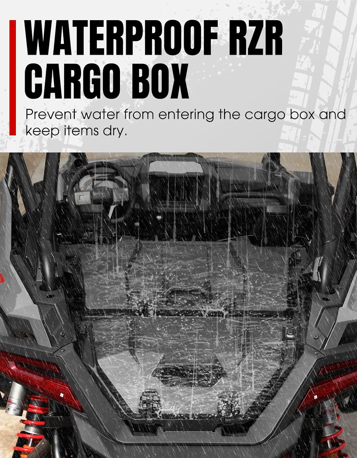 A & UTV PRO 36 QT Rear Storage Box Compatible with 2022-2026 Polaris RZR PRO R/Pro R 4, Waterproof Dust Resistant Cargo Box Bin Bed Tool Box Accessories, Replace OEM # 2884236