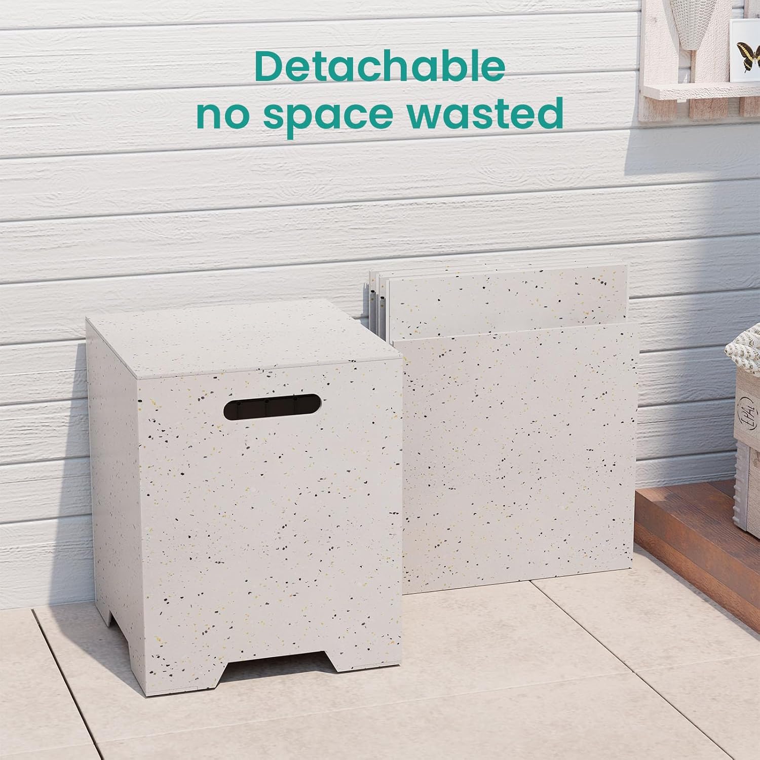 SUNBURY Slate Gray 16 inch Propane Tank Storage Box for 20 Gallon Propane Tanks,ABS Detachable Cover for Fire Pits,Doubles as Sturdy Outdoor Table