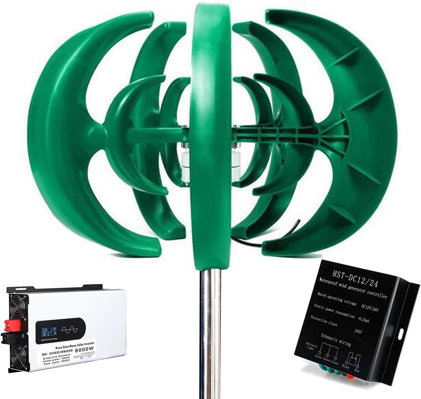 220V,Low Noise Wind Turbines Generator, 12V 24V 48V 6000W Vertical Wind Turbine Power Generator Low Wind Speed Start Cabins Or Mobile Homes